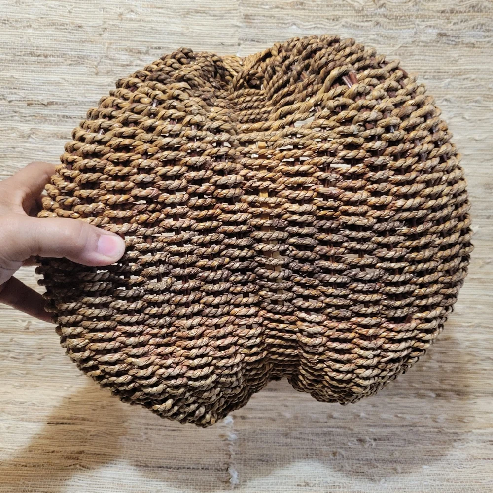 Vintage Buttocks Gods Eye Woven Egg Gathering Basket Primitive Handmade